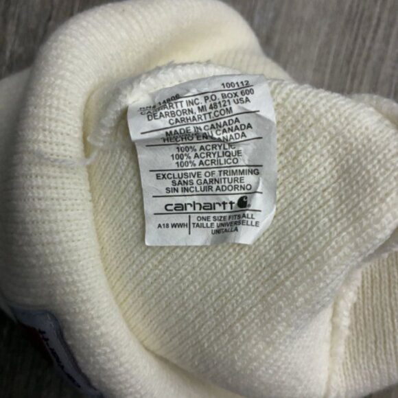 Carhartt Knit Beanie Hat, Off White Ivory color 100% acrylic OSFA - Picture 3 of 3